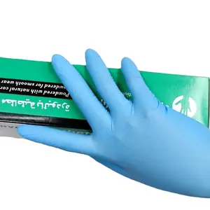 Guantes de examen de polvo sin nitrilo azul baratos guantes de mano de Malasia - Product Image 1