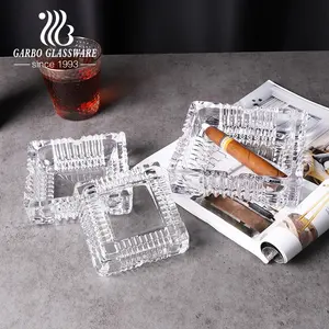 High-white Square Heavy Crystal Glass Cigarette Ashtray Cigar Ash Holder for Smoker Outdoor Indoor Decoration with Factory Price