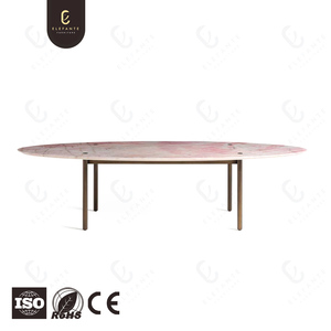 Modern Luxury Pink Marble <strong>Dining</strong> <strong>Table</strong> Sets Floating Ultra <strong>Thin</strong> Monolith Natural Vein Spectacle Centerpiece Home Furniture - Product Image 3