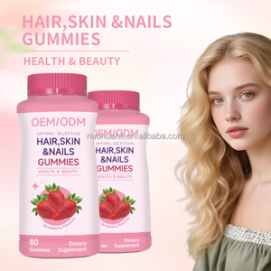 Gummies pour cheveux, peau et ongles, biotine, vitamine C et vitamine E, pectine végétalienne, saveur fraise, complément alimentaire OEM ODM - Product Image 2