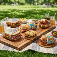 Papier sulfurisé imprimé enduit de PE, résistant à la graisse et à l'eau, pour emballer les burgers, les sandwichs, les chocolats, les snacks et le pain