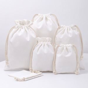 Wholesale Personalized Beige Muslin Bag Custom Small Cotton Drawstring Bag Pouch for <b>Bracelet</b> Storage Bag - Product Image 4