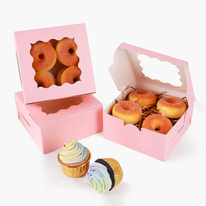 Cajas <span class=keywords><strong>de</strong></span> Papel para Repostería Personalizadas, <span class=keywords><strong>Pequeñas</strong></span>, Color Rosa, para Pasteles, Galletas, Donuts, con Asa y Ventana - Product Image 2