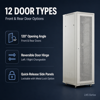 Armoire réseau 19 pouces 18U-60U robuste 1000 kg en acier pour serveur avec PDU intelligent, verrouillage et écran LED intégré