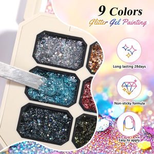 HONEY GIRL Professional Salon DIY UV Nail Polish Set Nine-Grid Pallet <span class=keywords><strong>Palette</strong></span> Soak-Off Diseñador francés LED Platinum Painting Gel - Product Image 4