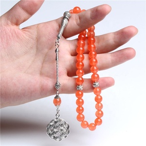 Rosario Islámico con Cuentas de Piedra Naranja, Collar de Oración Musulmán, Tasbih - Product Image 5