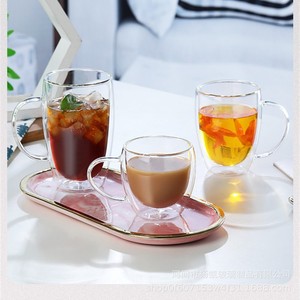 <b>Double</b> <b>Walled</b> Glass <b>Cup</b> With Handle Heat Insulated For <b>Coffee</b> Milk Juice Beer Home Use Single <b>Cup</b> Solid Color - Product Image 1
