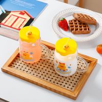 Canard jaune mignon en verre avec ventouse, cadeau de grande valeur esthétique