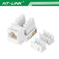 NT-K001 Cat5E RJ45 UTP Keystone Jack 110 IDC 90 Derajat 3u-50u Lapisan Emas
