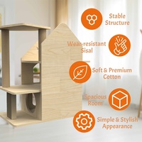 Arbre à chat moderne en bois naturel, tour multi-niveaux, maison pour animaux, griffoir en sisal, structure d'escalade pour chat