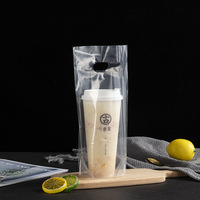 Sac transparent jetable d'emballage de tasse de thé de lait de café sac en plastique à emporter
