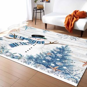 Bonhomme de neige côtier tapis de noël antidérapant en bois arbre de noël flocon de neige tapis ensemble pour chambre et salon décor à la maison en Stock - Product Image 1