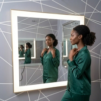 Miroir de salle de bain intelligent anti-buée 48x36 pouces, miroir de maquillage rectangulaire à LED mural, décoration personnalisée pour hôtel, vente chaude