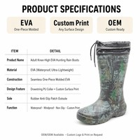 Bottes de chasse camouflage réfléchissantes à cordon de serrage, hauteur genou, en EVA, antidérapantes, imperméables, pour l'extérieur