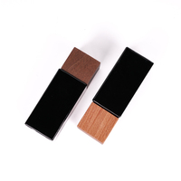 Botella de Perfume Cuadrada Negra Personalizada con Pulverizador y Tapa de Madera/Bambú, 30ml/50ml/100ml, No Reutilizable, con Logotipo Personalizado
