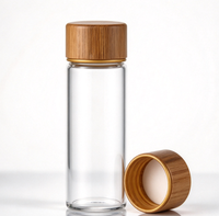 Botol Kaca Mini Merek TS Grosir, Tutup Bambu Kedap Udara, Desain Logo/Grafis Dapat Disesuaikan, Buatan Shandong, Untuk Kacang-kacangan dan Makanan
