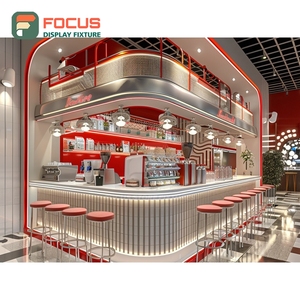 เคาน์เตอร์บริการคาเฟ่แบบครบวงจร พร้อมหน้าต่างกระจกใสสำหรับจัดแสดงขวดน้ำเชื่อม และเคาน์เตอร์บริการร้านคั่วกาแฟ - Product Image 4