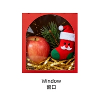 Boîte cadeau en papier personnalisée pour Noël, boîte plate pour expédition, boîte à pommes de Noël avec poignée intégrée, boîte à fenêtre transparente pour pommes, bonbons, biscuits