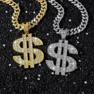 Collar con Colgante de Signo de Dólar Geométrico Estilo Hiphop, Diseño Popular, Joyería de Moda para Hombre, Venta al Por Mayor - Product Image 1