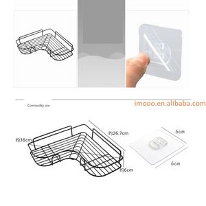 Estante de esquina de Metal para cocina y baño, estante de hierro forjado montado en la pared, sin perforaciones, con pegatina, precio de fábrica - Product Image 4