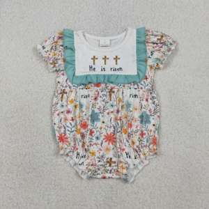 RTS Pelele Casual de Burbuja para Bebés Niñas Recién Nacidas y Niñas Pequeñas, de Algodón y Elastano, con Estampado Floral 'Él ha resucitado' y Cierre de Cremallera - Product Image 2