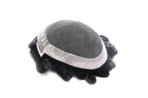 Hệ thống tóc giả nam siêu mỏng kiểu bát giác sóng tự nhiên 100% tóc người Ấn Độ Remy thật được tết tay, đế ren & PU - Product Image 4