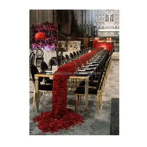 핫 세일 결혼식 꽃꽂이 큰 빨간 장미 꽃 공 및 러너 꽃 행 중심 결혼식 테이블