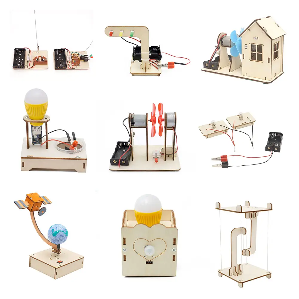 Genç okul fizik öğretim seti DIY küçük rüzgar enerjisi elektrik eğitim bina kök oyuncak bilim deneyleri kitleri