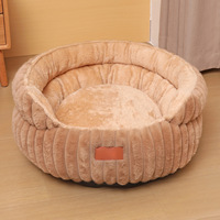 Coussin rond pour chat et chien, doux, chaud et durable, avec fond antidérapant et résistant à l'eau