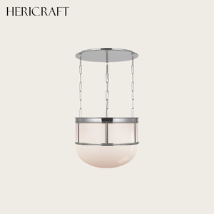 Luminaire suspendu/lustre en métal de style mid-century en laiton bruni antique pour salon, salle à manger, cuisine 110V - Product Image 6