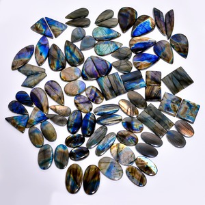 Indian Manufacturing Multi Labradorite Pair Flashy Gemstone Cabochons for Jewelry Custom Jewelry and Artisan Designs For Sale - Product Image 6