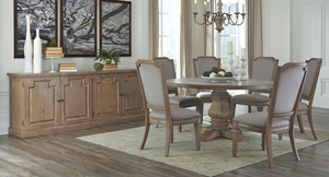 Moderno americano tradizionale tavolo da pranzo in legno massello con sedie rotonde mobili classici per la casa - Product Image 5