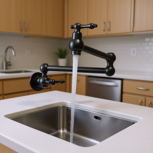 Grifo de Cocina Contemporáneo DB, Montaje en Pared, Monomando, Giratorio, Válvula de Latón ABS Negro - Product Image 2