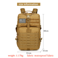 Sac à dos tactique de camouflage extérieur 3P de grande capacité 45L, durable, imperméable, fermeture éclair antivol, équipement de randonnée et de camping, tendance pour