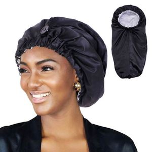 Bonnet de Douche Élastique Double Couche Satiné 2025 – Nouveauté Tendance, Bonnet de Nuit Long Personnalisable avec Logo, Bonnet en Soie Uni pour Soin des Cheveux - Product Image 1