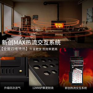 Innovadora Estufa de Leña con Fuego Real en una <span class=keywords><strong>Chimenea</strong></span> de Hierro Fundido, Eficiente y Moderna para Calefacción del Hogar - Product Image 4