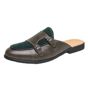 รองเท้าแตะแบบสวมสำหรับผู้ชาย รองเท้าทรง Loafers แบบสวม เพิ่มความสูง วัสดุ PU สีพื้น ไซส์ 38-44 - Product Image 2