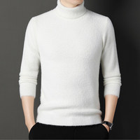 Pull col roulé homme automne-hiver, sous-vêtement thermique épais, couleur unie, col montant, tricoté, sans repassage
