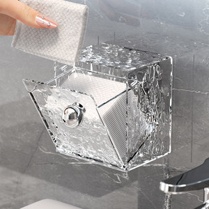 Transparent Silver Square Cosmetic Storage Box Wall Mounted For Bathroom <b>Vanity</b> With <b>Mirror</b> Cabinet And Cotton Swabs Organizer - Product Image 4