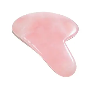 Diy de boa qualidade bem projetado forma de coração quartzo rosa jade corpo gua sha placa massagem ferramenta escultura artesanato