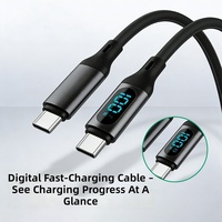 Kabel Pengisian Cepat 100W PD USB C ke C Kabel Data Silikon Cair dengan Layar Digital LED untuk Android & Laptop