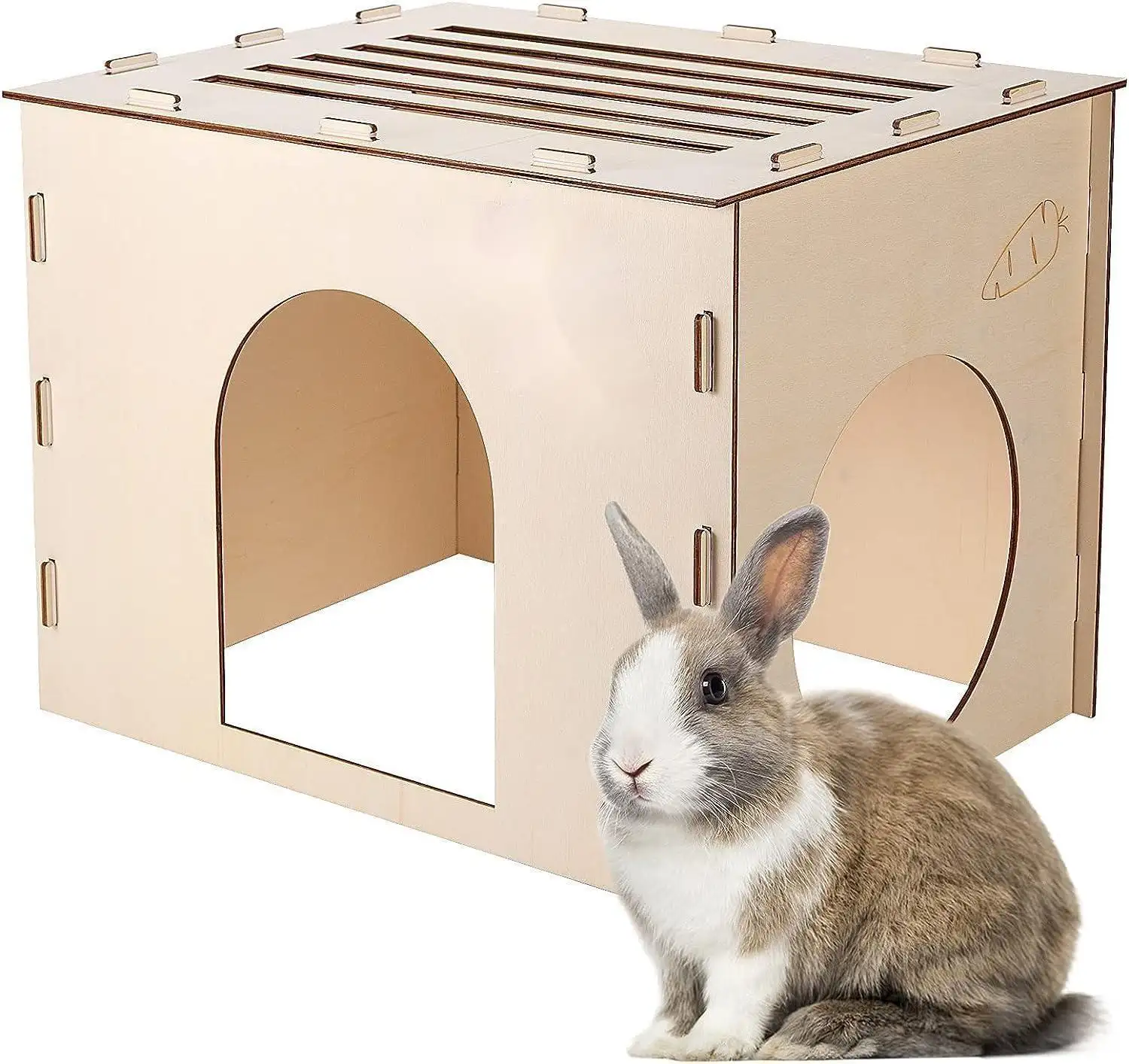 Wooden Rabbit Hideout Rabbit Houses and Hideouts Wooden Rabbit Castle Bunny Hideout for Indoor Bunnies Hide