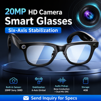 Lunettes Intelligentes avec Caméra HD 20MP et Assistant IA, Étanchéité IP66, Recharge Type-C pour Vlogging, Voyages et Audio Open-Ear