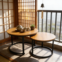 Table basse ronde moderne en MDF pour salon, entrée, villa et hôtel – Design unique avec piètement métallique