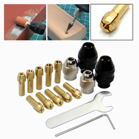 Kit de pinces de serrage pour outil rotatif et perceuse, 16 pièces, pinces en laiton, écrous argentés et noirs avec clé à molette et clé hexagonale