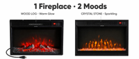 Cheminée encastrée de 23, 26, 36, 40, 50 pouces avec flamme LED, construction métallique, télécommande pour usage extérieur et domestique