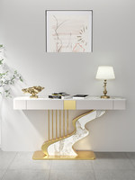 Table d'entrée en dalle de pierre, style luxe léger, moderne, créatif, élégant, minimaliste, pièce d'art murale, table d'appoint semi-circulaire pour hall d'entrée