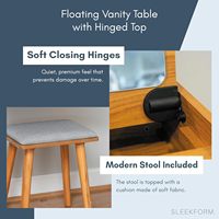 Sleekform Coiffeuse compacte contemporaine en bois avec miroir et chaise, table de nuit murale escamotable