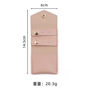 Customized Logo & Color Luxury PU <b>Leather</b> Rectangle Jewelry Storage Bag with Button Closure Portable Travel Earring <b>Bracelet</b> Bag - Product Image 2