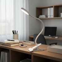 Lampe de lecture LED portable USB à pince flexible pour hôtel, chevet, bureau, avec variateur d'intensité, design minimaliste en métal